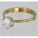 18ct Gold Diamond Solitare Ring stone approx 0.75ct weight size R weight 3.8g