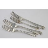 Four William IV silver forks consisting of two table and two dessert . Makers, William Eley and