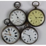Four gents silver open face pocket watches