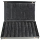 Montblanc black leather pen case, with compartments for eight fountain pens, with Montblanc emblem