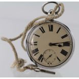 Gents silver open face pocket watch, hallmarked London 1872, the white dial with bold Roman numerals