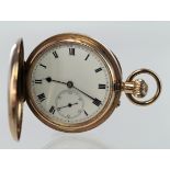 Gents 9ct gold cased full hunter pocket watch, hallmarked London 1920, the white dial with