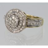 9ct Gold Diamond set Ring approx 1.00ct total weight with Certificate colour G-H Clarity 13 size R