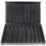 Montblanc black leather pen case, with compartments for eight fountain pens, with Montblanc emblem
