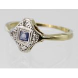 18ct Gold Sapphire and Diamond Ring size L weight 2.8g