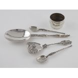 Large silver apostle spoon, hallmarked 'London 1906', length 19cm approx., together with a Dutch