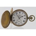 Gold plated full hunter pocket watch by Tho's Russel & Son, case stamped "Illinois Watch Case Co