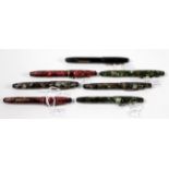 Seven Parker 'Parkette' fountain pens, including two 'Deluxe' models (sold as seen)