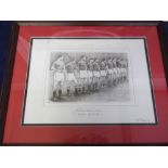 Football, 2 Manchester Utd framed prints, “Busby Babes Last Line Up” away to Red Star Belgrade 5th