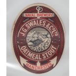 Beer label, J G Swales & Co Ltd, Naval Brewery, Manchester, Oatmeal Stout, 86mm high, v.o, (vg) (1)