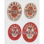 Beer labels, Okell's, Douglas, Isle of Man, Pale Ale & Amber Ale, 2 different sizes, 83mm & 68mm, (2