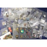 Badges & pins, interesting selection of approx. 90 badges & pins, mainly enamel examples, various