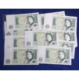 Banknotes, a collection of sixteen Bank of England £1 notes, all Cashier Page, some consecutives