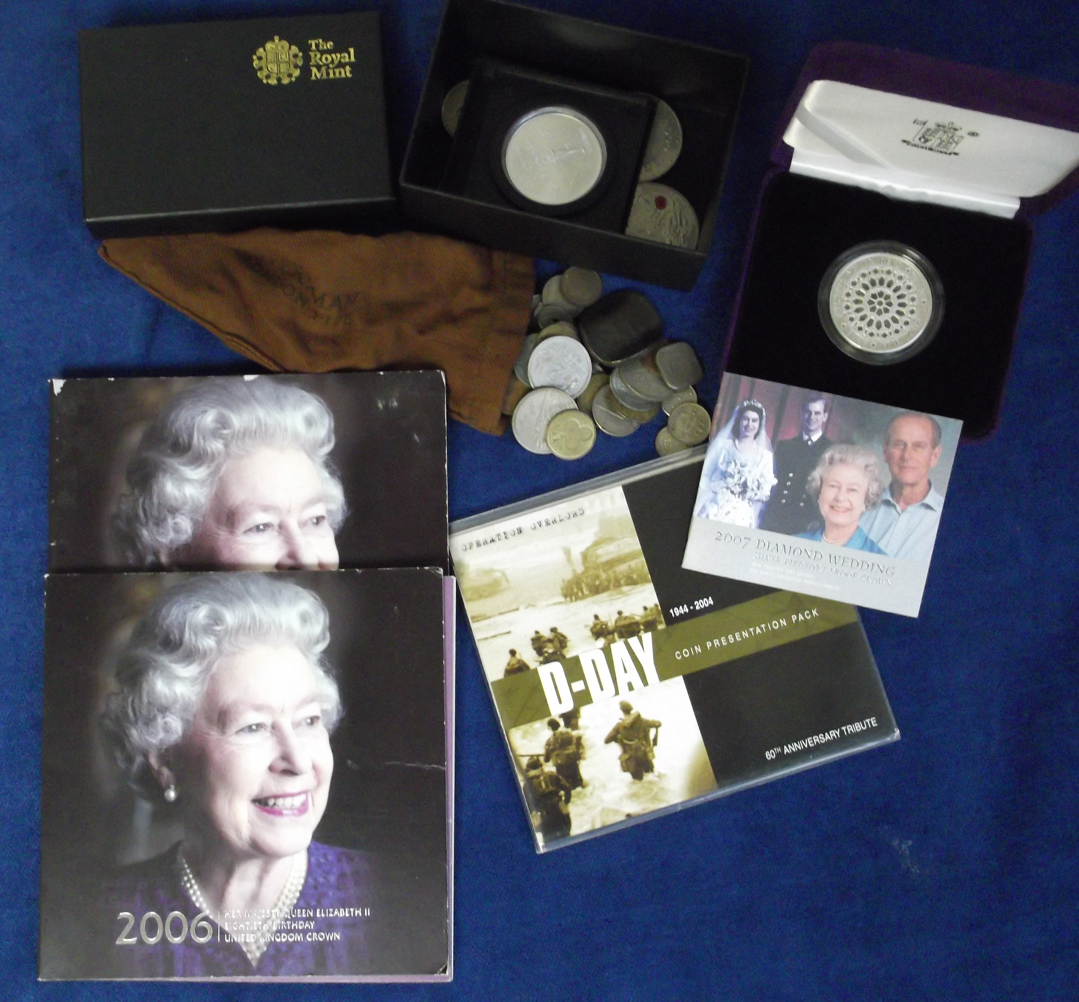 Coins, GB, Royal Mint 2007 Diamond Wedding Silver Piedfort proof crown in case of issue (vg), sold