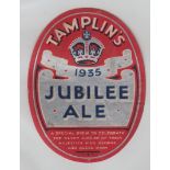 Beer label, Tamplin's, 1935 Jubilee Ale, to celebrate the silver jubilee of Queen Mary & King