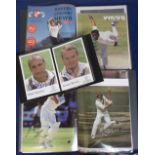 Cricket autographs, good selection of signatures in three folders, on promotional cards, press