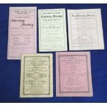 Hare Coursing, collection of 5 early programmes, Hanbury 15 Nov 1900, Hewell 27 Jan & 23 Nov 1911,
