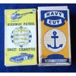 Sweet Cigarette packets, Gaycon, 'Highway Patrol' (gd) & Kane Products 'Navy Cut' (slight stain),