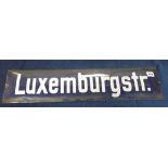 Enamel Sign, German Station Railway Sign for Luxemburgstr. (Berlin) 65cm x 15cm (some minor wear