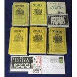 Cricket selection, five Wisden Yearbooks, 1949-51 inc, 1953 and 1956, a signed Godfrey Evans book, a