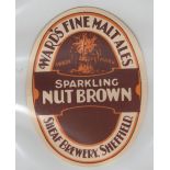 Beer label, S H Ward's, Sheaf Brewery, Sheffield, Sparkling Nut Brown, 99mm high, v.o, (vg) (1)