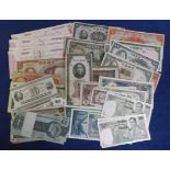 Banknotes etc a selection of foreign banknotes, various ages and countries, including Japan,