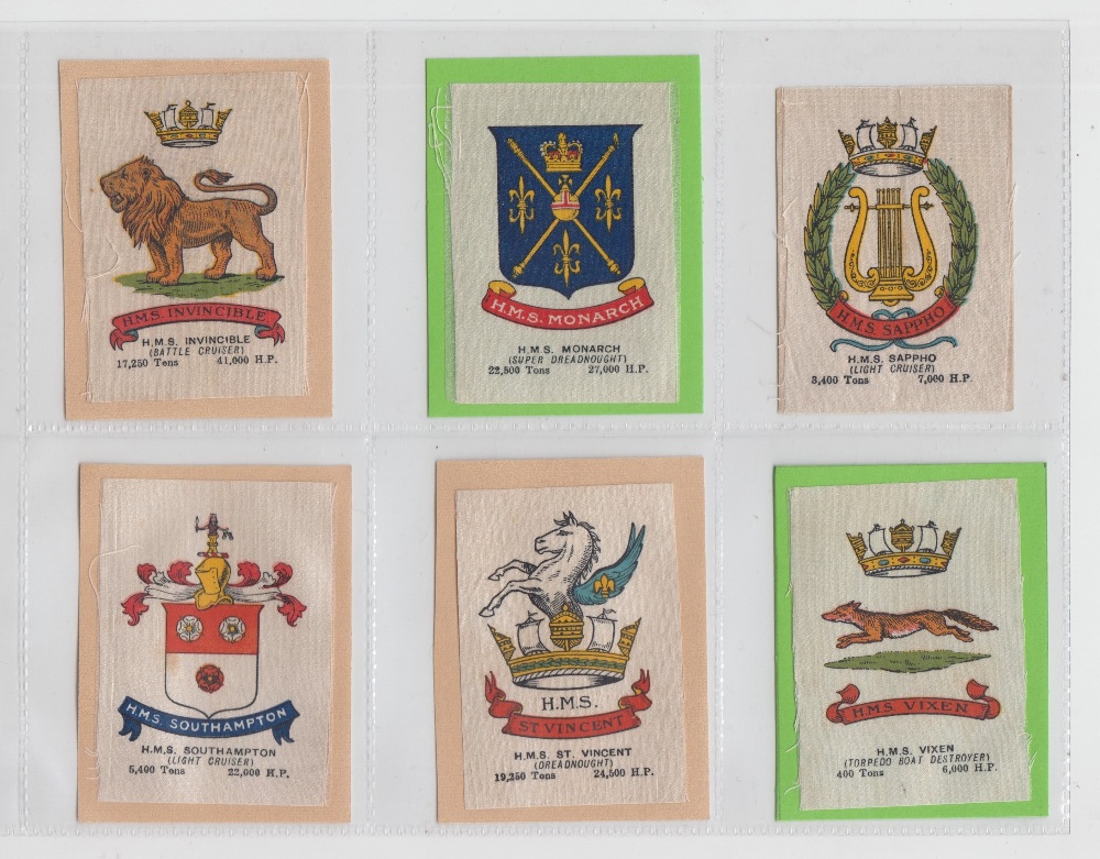 Tobacco silks, Morris Battleship Crests, 'M' size (23/24, missing HMS Birmingham but back of silk