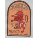 Beer label, D Williams & Co (Merthyr) Ltd, The Brewery, Rhymney, 101mm high, tombstone (gen gd but