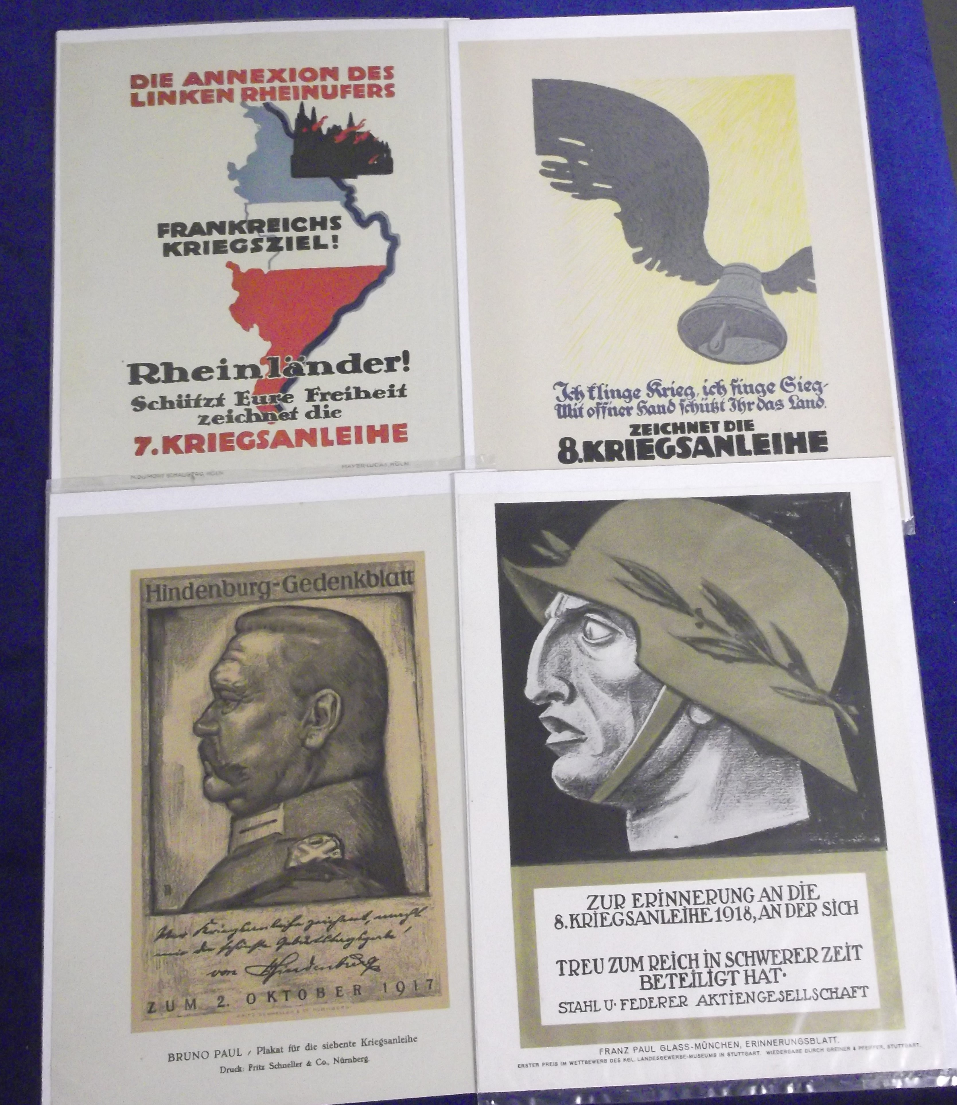 Ephemera, P. Jones Collection, four German WW1 propaganda prints, all 29cm x 23cm including examples