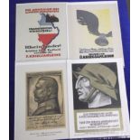 Ephemera, P. Jones Collection, four German WW1 propaganda prints, all 29cm x 23cm including examples