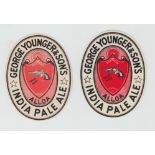 Beer labels, George Younger & Sons, Alloa, India Pale Ale, two different, v.o's (vg) (2)
