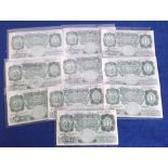 Banknotes, Bank of England, ten £1 notes, 4 Chief Cashier L K O'Brien (fair), 3 Peppiatt (one vg,