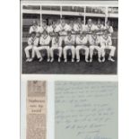 Cricket autographs, Hampshire CCC, handwritten letter from Bob Stephenson (wicketkeeper) apologising