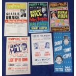 Entertainment, six theatre flyers,1950's/60's, all with headline comedy acts, Benny Hill/Tommy