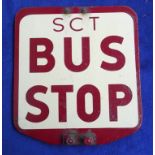 Sign, double sided painted metal sign SCT Bus Stop (gd) (1)