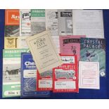 Football programmes, selection, 1940's/50's, inc. C. Palace v Leyton Orient 51/2, Chelsea v