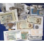Coins/banknotes, selection of banknotes, various ages & Countries of issue inc. German wartime