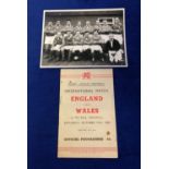 Rugby League, programme (tc) from the Wales v England Rugby League International played on 14