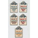 Beer labels, Dale's Brewery, Cambridge, 5 different tombstone labels, Audit Ale (2 different), Brown