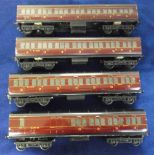 Model Railways, Exley O Gauge, pair of LMS Coaches, running numbers 9277 and 4970, 3rd class, both