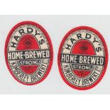 Beer labels, Hardy's Kimberley Brewery Ltd, Home-Brewed Strong, two different v.o's (design at