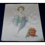 Tobacco silk, Carreras, Girls in National Costume, premium issue, England, with label to back (gd/