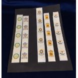 Tobacco silks, L. Youdell collection, Anstie, Regimental Badges, five uncut ribbons, each with