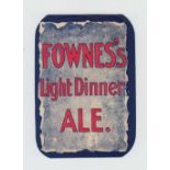 Beer label, Fownes's Light Dinner Ale, (partial hinge to back o/w gd/vg) (1)