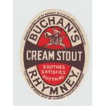 Beer label, Buchan's, Rhymney, Cream Stout, 84mm high, v.o (vg) (1)