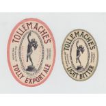 Beer labels, Tollemache's, Tolly Export Ale, 97mm high, v.o, together with the more normal size