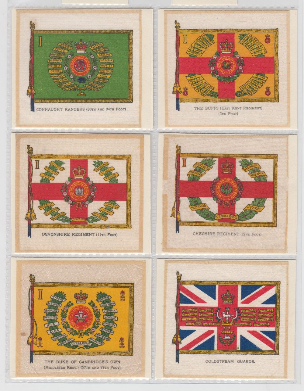 Tobacco silks, Phillip's, (anon), Regimental Colours 'L' size, (set, 72 silks) (fair/gd)