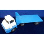 Toys, large Tri-ang Pressed Steel Ford Thames Trader, blue/white cab, blue low loader, (gd)