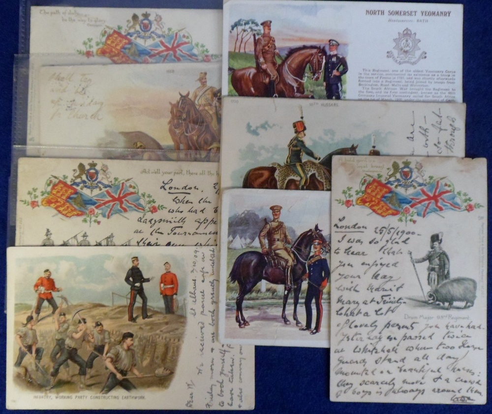 Postcards, a small selection of 9 Military art cards including 4 Boer War, History & Tradition '
