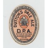 Beer label, Dutton's, Blackburn, Lancs, D.P.A, v.o (vg) (1)